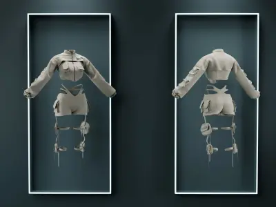 5 Sci fi Women Clothes   Base meshes 3D model