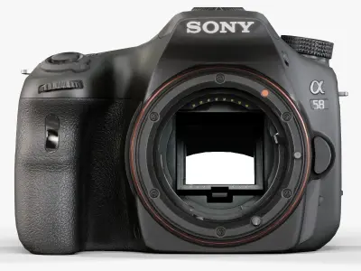 Sony SLT-A58 DSLR camera Low-poly 3D model