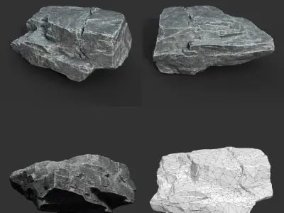 Gray Sharp Rock 221029 - Ultra HD 16K Textures Low-poly 3D model
