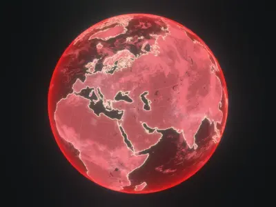 Red Hologram Planet Earth Hologram Sci-Fi 3D Model Low-poly 3D model