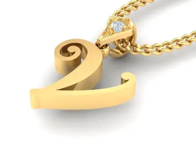 Light Gold Fancy Font Pendant V 3D print model