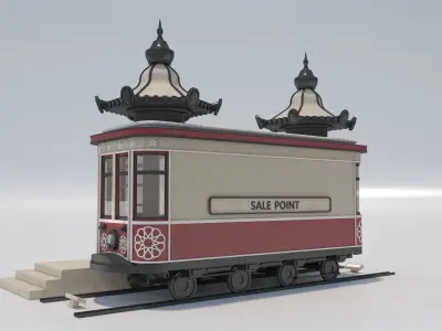 Vintage Tram Style Kiosk 3D model