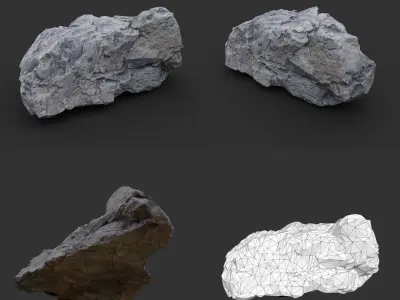 Gray Sharp Rock 220803 Photogrammetry - Ultra HD 16K Textures Low-poly 3D model