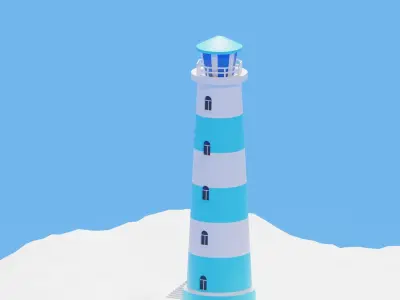 Low Poly Cartoon Light House 3D model