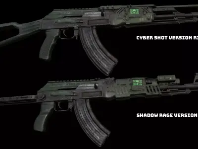 SciFi Futuristic Unique Spiker AK Pattern Assaultrifle Low-poly 3D model