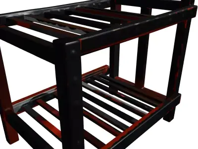 Industrial Metal Canopy Bed Frame Low-poly 3D model