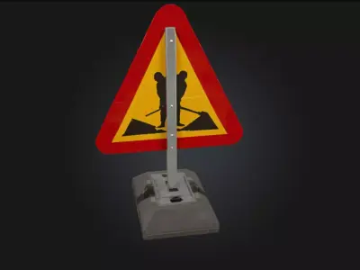 Roadwork Ahead Sign Warning Traffic Sign Model 3D model