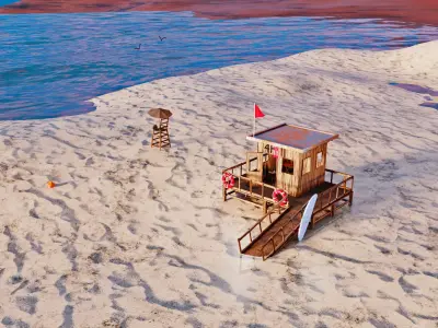 Lifeguard Cabin Low-poly 3D model