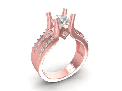 Elegant Split Shank Diamond Engagement Ring for Women 1422 3D print model