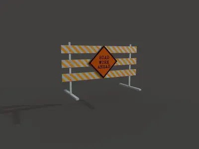 Road Block Closure Low-poly 3D model