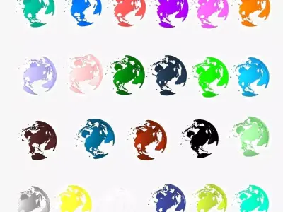 Bundle of 23 Globe Shell 3d Model based on Earth 3D Model Pack