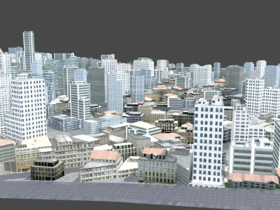 City Scene Low-poly 3D model