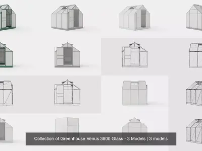 Collection of Greenhouse Venus 3800 Glass - 3 Models 3D Model Pack