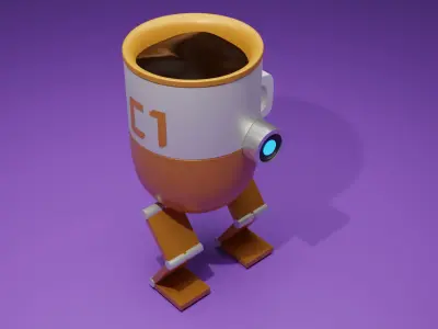 Robot glass 3d model Low-poly 3D model