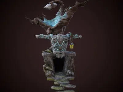 Entrance to the cave Low-poly 3D model