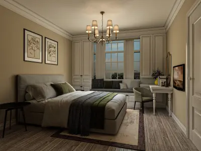 Indulge in Timeless Elegance with This 3D Bedroom Model 3D model
