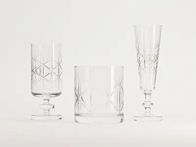 Glass Set 01 Low-poly 3D model