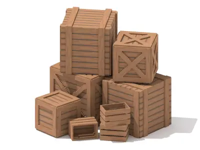 5 Voxel Wooden Crates 3D model