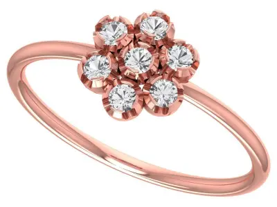 Solitaire Women Light Weight Flower Band Ring 3D print model purchase