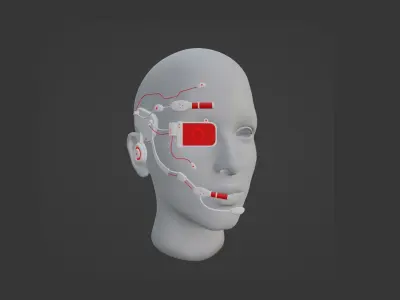SciFi Glasses E06 White Red - Character Design Fashion Low-poly 3D model