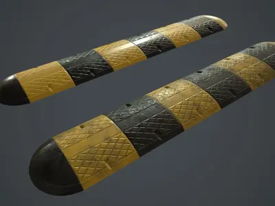 Traffic Speed Bump PBR Game Ready Low-poly 3D model