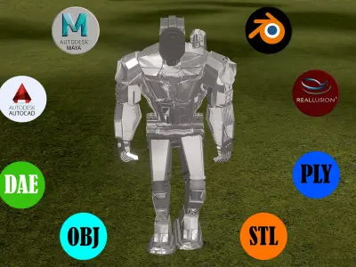 Animated Metal Robot 3D model