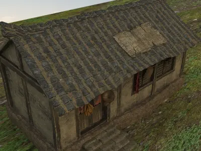 A dilapidated barn Low-poly 3D model