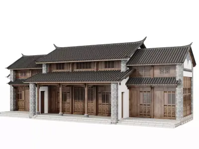 Japan Historic Courtyard House Facade 3D model