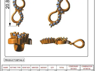 Solitaire Women Pendants 3dm STL FBX OBJ Render Details 3D print model purchase