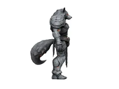 Wolf Cyborg Low-poly 3D model