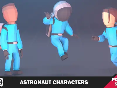 Astronaut Characters Pack Low-poly 3D model