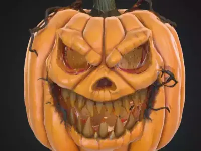 Cursed Pumpkins Horror Halloween Set PBR 3D Model Pack