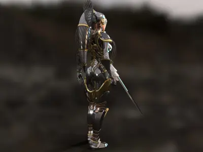 Sci-Fi Girl Ponytail Low-poly 3D model