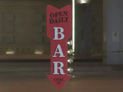 BAR Open Daily sign LED Marquee Low-poly 3D model