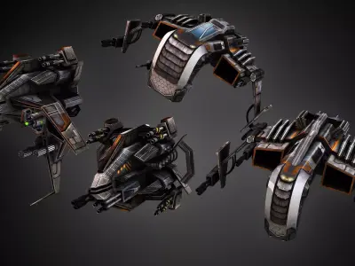 Low poly star fighter pack Low-poly 3D model