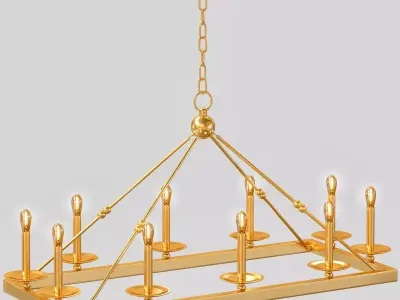 Brass 10 Light Chandelier 3D model