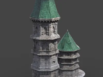 Germanic Medieval Tower 2 Designs 3D model