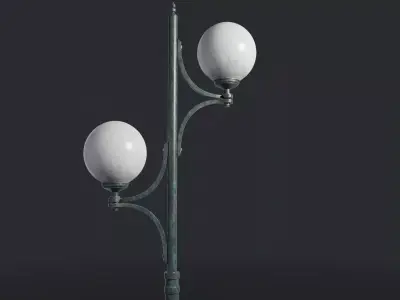 Spherical Street  lamp whith double stand 3D model