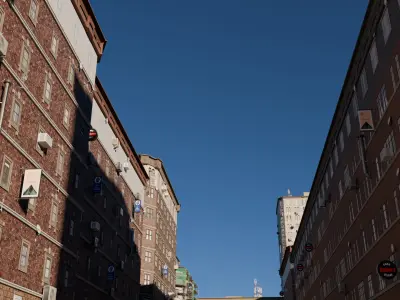 City street with realistic buildings and cityscape 3D model