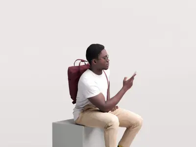 Humano Sitting Man with Phone 2203-11 3D model