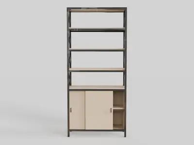 Library bookcase with doors and shelves 3D model