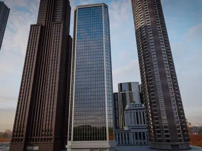 SKYSCRAPER CITY BUILDING 04 Low-poly 3D model