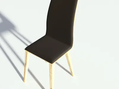 Wooden Black Fabric Sidechair 3D model