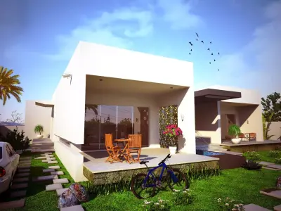 3D Model Modern Hillside House in Beirut  Low-poly 3D model