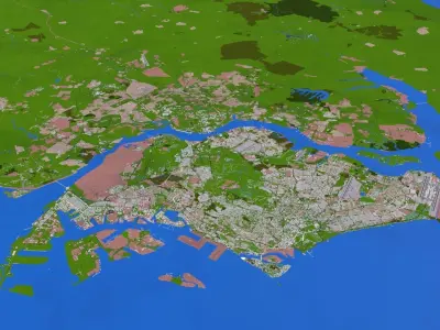 Johor with Singapore City 3d model Low-poly 3D model