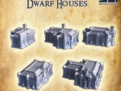 Dwarf Houses Tabletop Terrain 28 MM 3D print model