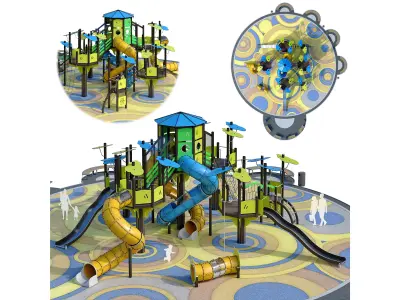 Large childrens playground complex 3D model