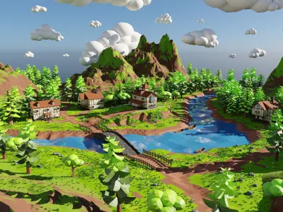Isometric Small town 3D model