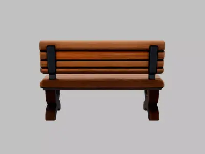 Bench Low-poly 3D model 6
