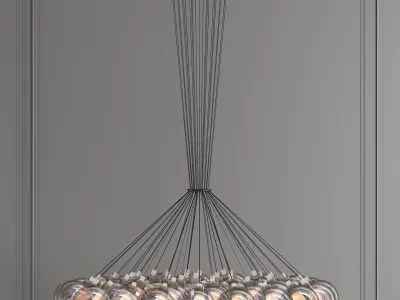 ESLICCE pendant light with glass balls hanging from ceiling 3D model